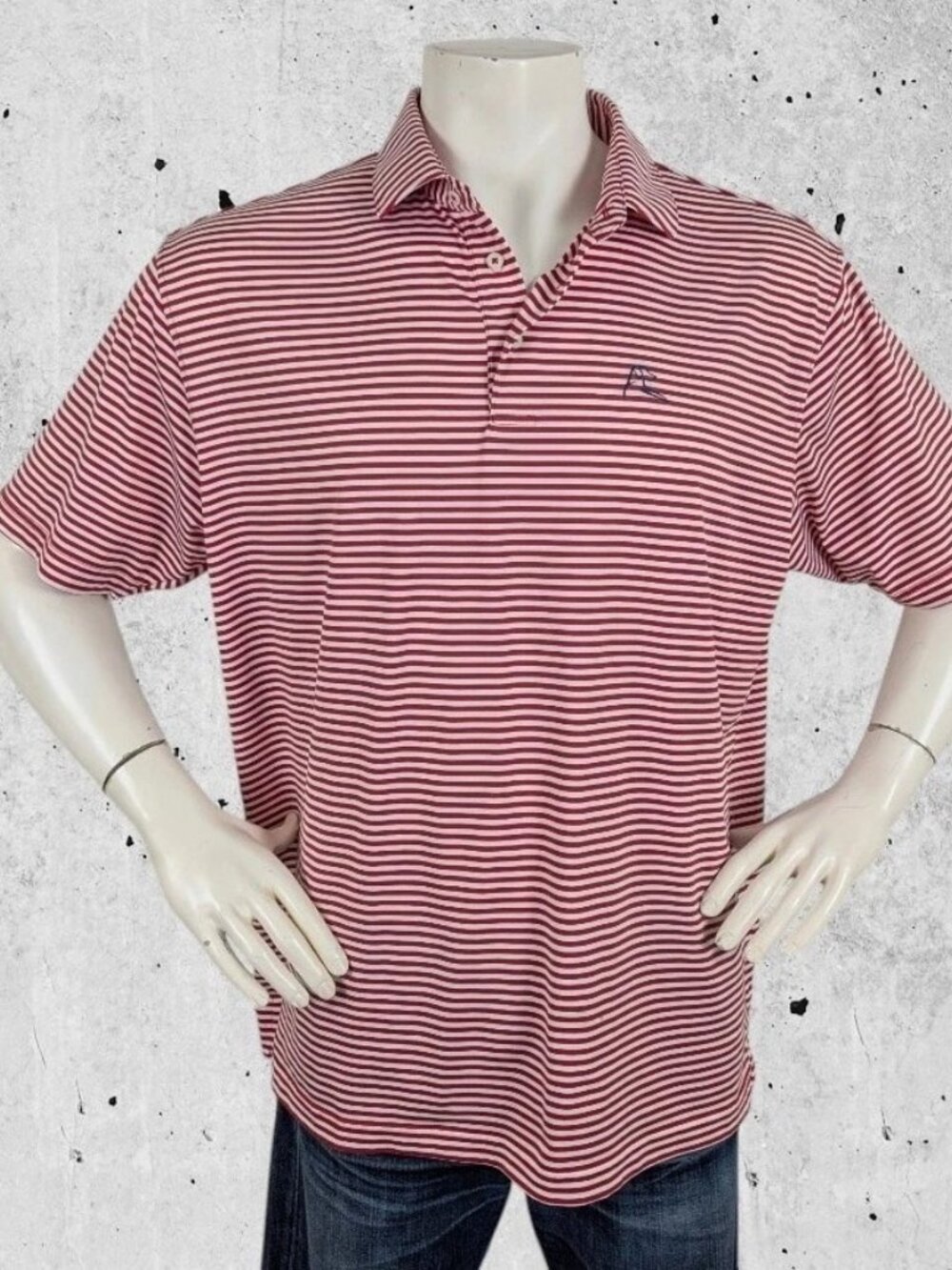 Rhoback Golf Polo Shirt Size XL Red Stripe